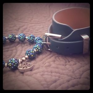 Rustic Cuff - Teal & Silver Stack